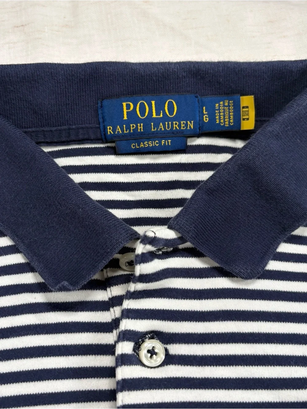 Polo by Ralph Lauren Navy & White Striped Short-Sleeve Polo